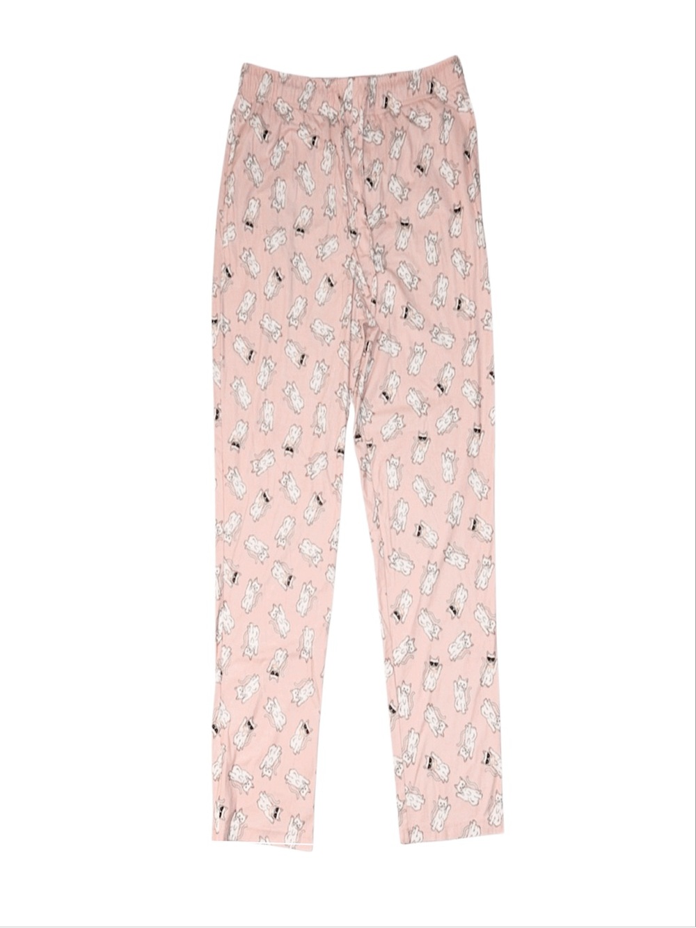 NO BOUNDARIES Men's Lounge Pants with Pockets Pink with White Cats Large